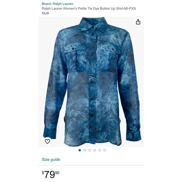 Ralph Lauren Button Up Lightweight Shirt Blouse Tie Dye Watercolor With Pockets - Picture 10 of 10